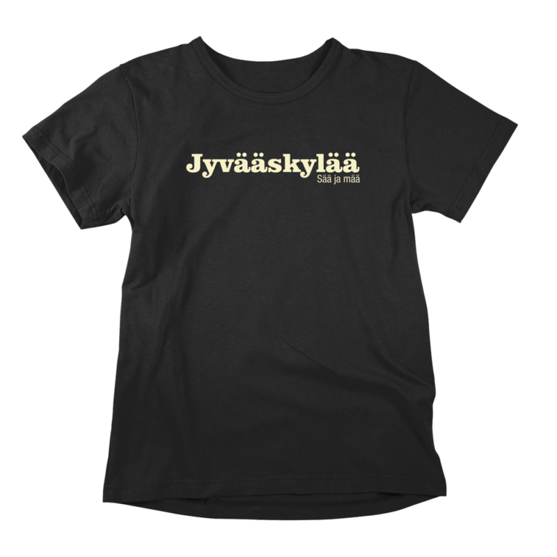 Jyväskylän murteella kohti uusia pettymyksiä. Musta Jyväskylä-aiheinen miesten T-paita painatuksella, teemana asenne ja huumori. Pehmeä kampapuuvilla tuo mukavuutta arkeen. Sopii myös naisille, eli ns. Unisex paita.
