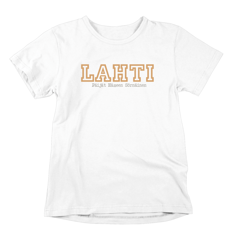Lahti ja Sörnäinen, samaa maata. Valkoinen Lahti-aiheinen miesten T-paita painatuksella, teemana asenne ja huumori. Pehmeä kampapuuvilla tuo mukavuutta arkeen. Sopii myös naisille, eli ns. Unisex paita.