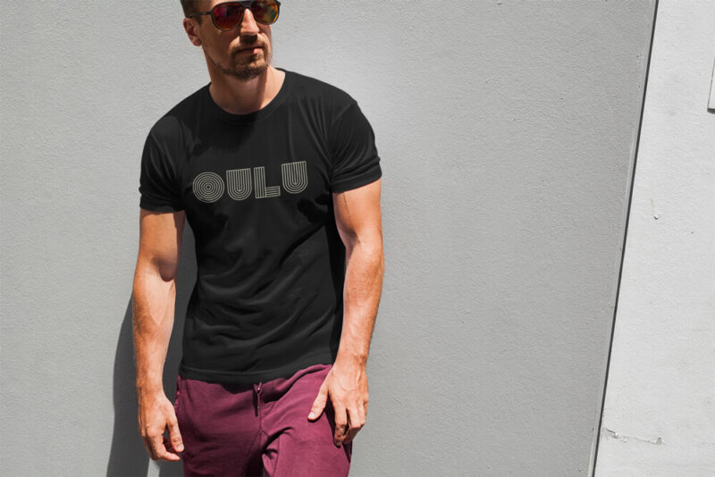 Oulua rinnassa. Oulu paita miehille tyylikkäällä painatuksella.
