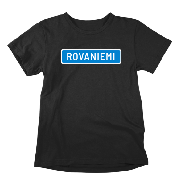 Kaikki tiet vievät Rovaniemelle. Musta Rovaniemi-aiheinen miesten Rovaniemi T-paita painatuksella, teemana asenne ja huumori. Pehmeä kampapuuvilla tuo mukavuutta arkeen. Sopii myös naisille, eli ns. Unisex Rovaniemi paita.