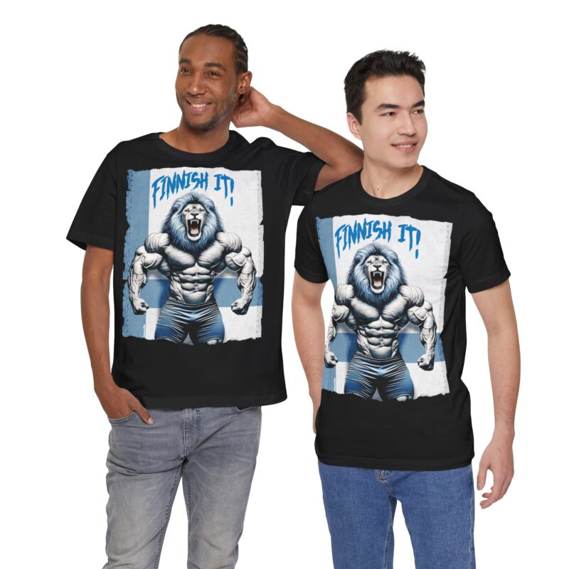 Bodybuilding Lion, Finnish It! T-shirt - Image 4