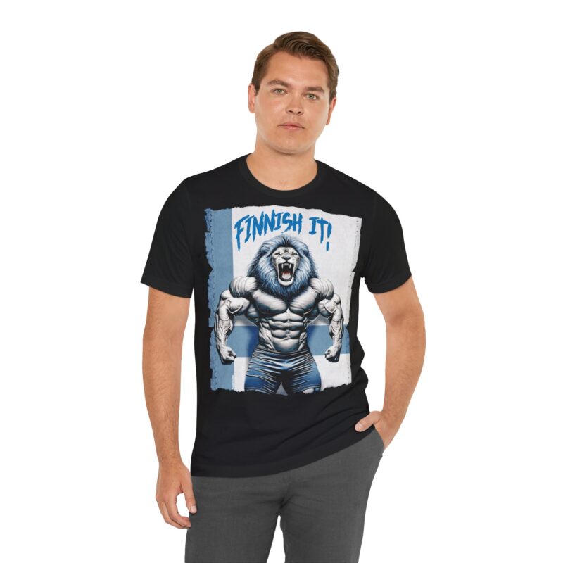 Bodybuilding Lion, Finnish It! T-shirt - Image 2