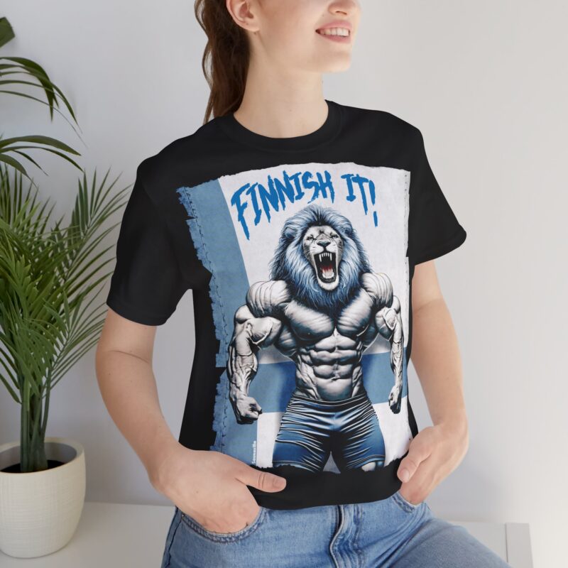 Bodybuilding Lion, Finnish It! T-shirt - Image 7