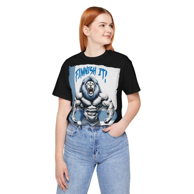 Bodybuilding Lion, Finnish It! T-shirt - Image 3