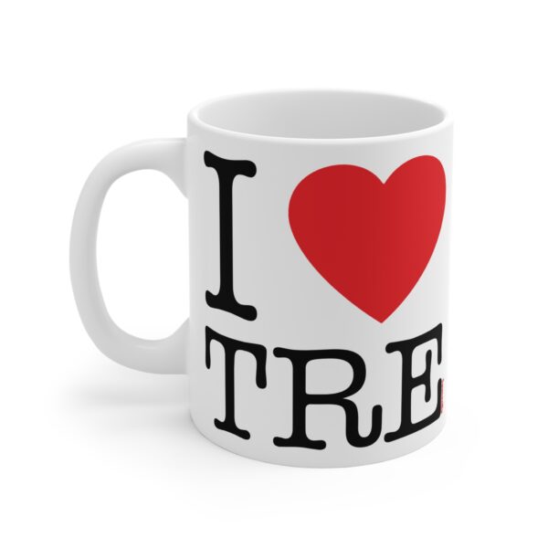 11oz funny mug showcasing Finnish city pride with simple “I ❤️ Tampere” typography