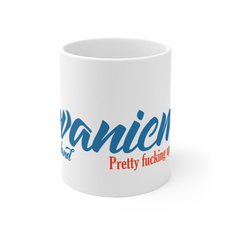 Ceramic coffee mug with edgy slogan celebrating Rovaniemi’s far-north location and attitude
