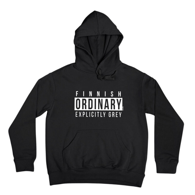 The Finnish ordinary is explicitly grey and neutral. This sarcastically funny hoodie expresses the everyday life of Finland.