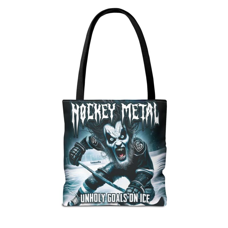 Large canvas tote bag for hockey and metal lovers – bold artwork with steam and shattered ice