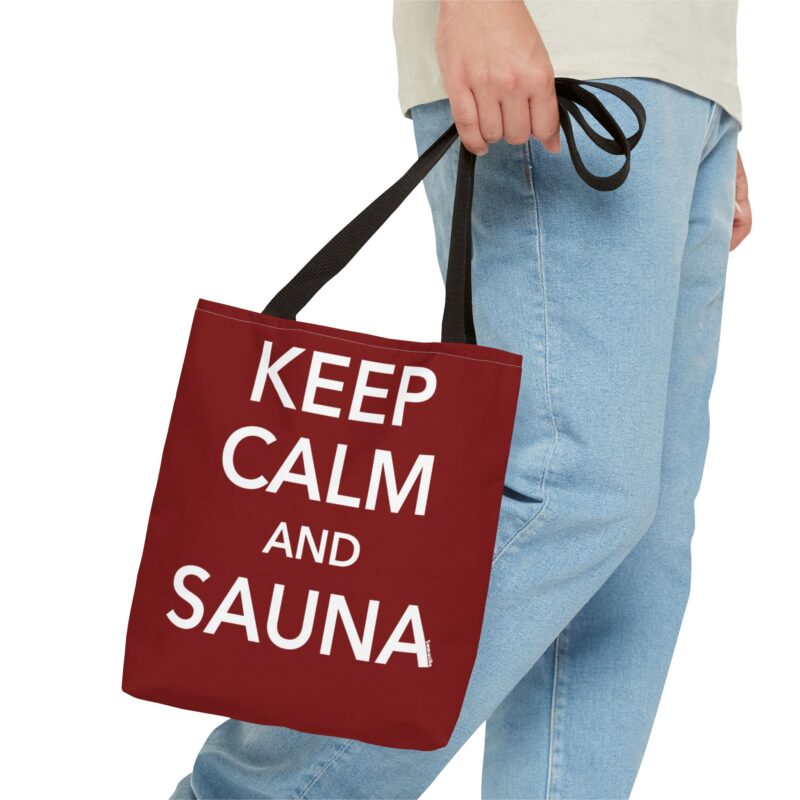 Shopping tote bag for sauna lovers – parody design with simple bold lettering