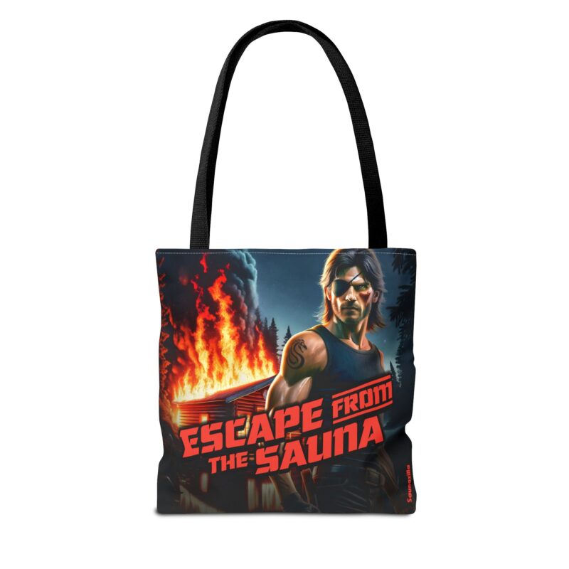Waterproof tote with vintage VHS vibes – “Escape From the Sauna” design full of heat and urgency