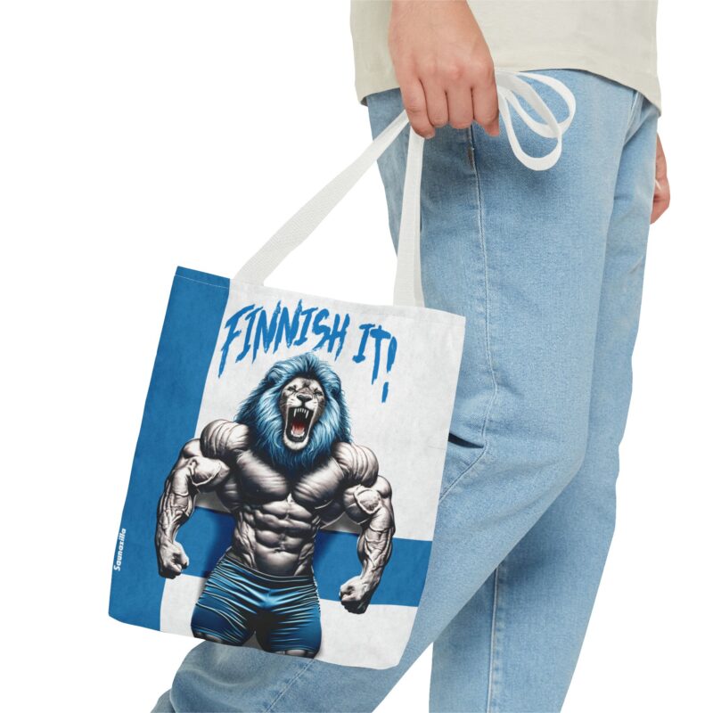 Bodybuilding Lion - Finnish It Tote Bag - Image 3
