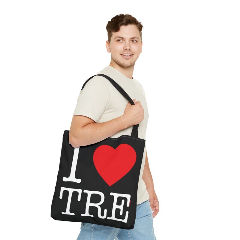 Canvas tote bag with classic “I ❤️ Tampere” print in bold black text and red heart icon