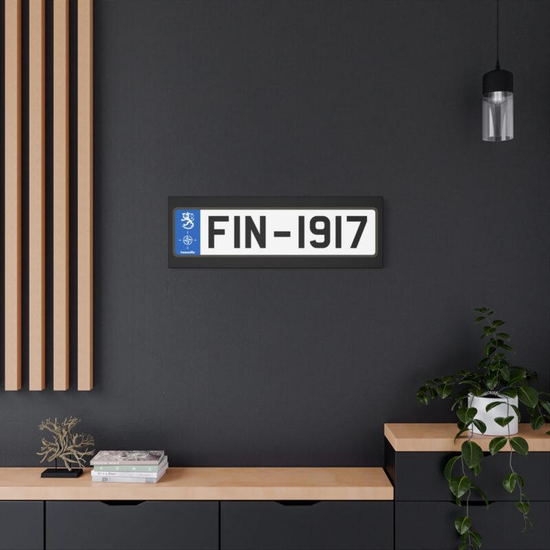 Stretched canvas print with bold “FIN-1917” text, honoring Finland’s independence year