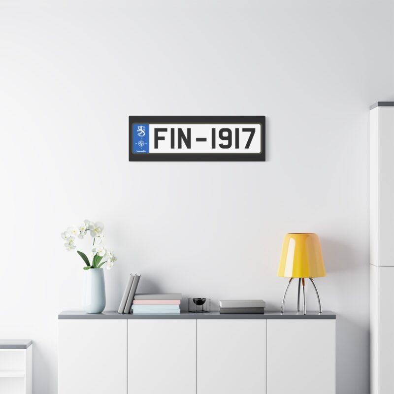 Canvasprint featuring minimalist typography: “FIN-1917,” a tribute to Finnish history