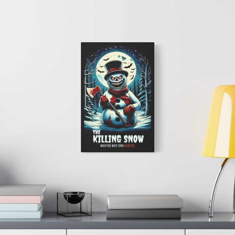 Canvasprint featuring a haunting snowy landscape with eerie stillness and shadowy forms