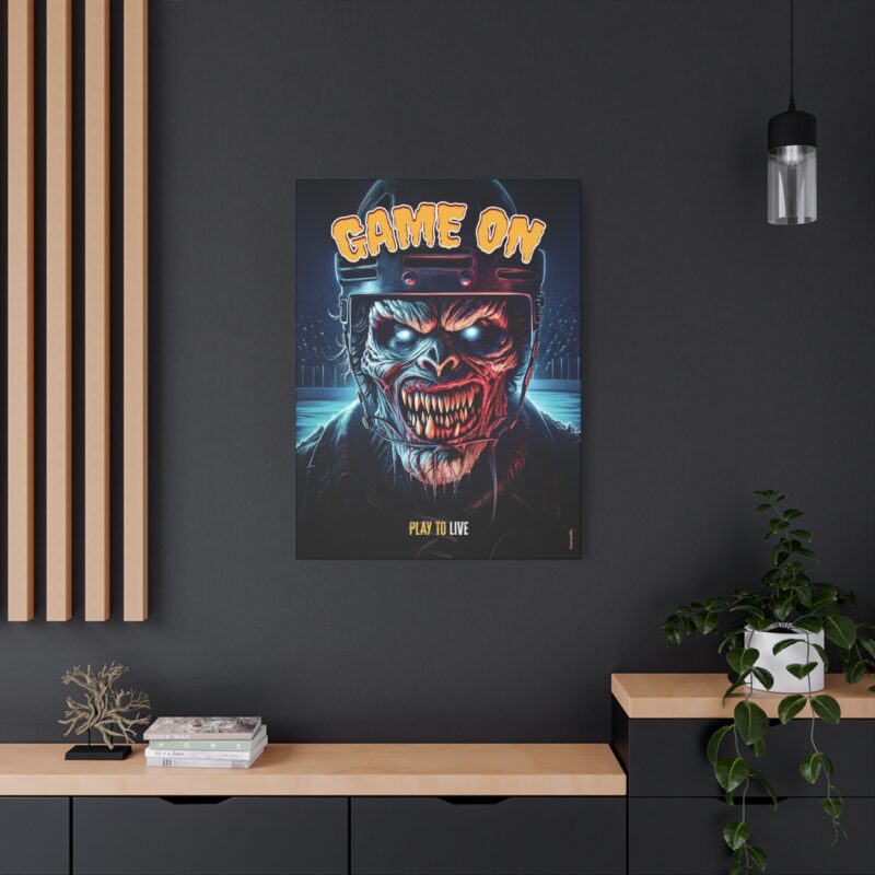 Canvasprint featuring high-energy text with motion lines and a player mid-action silhouette