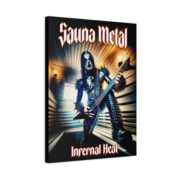 Stretched canvas art for metalheads and sauna lovers – aggressive typography and molten steam