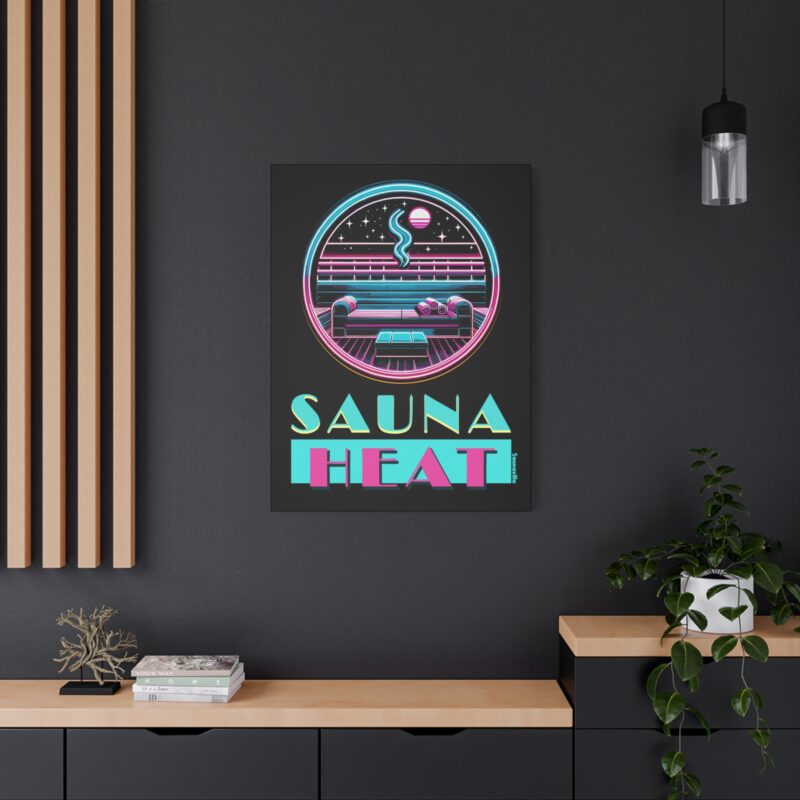 Canvasprint featuring glowing heat lines and the phrase “Sauna Heat” in bold, modern font