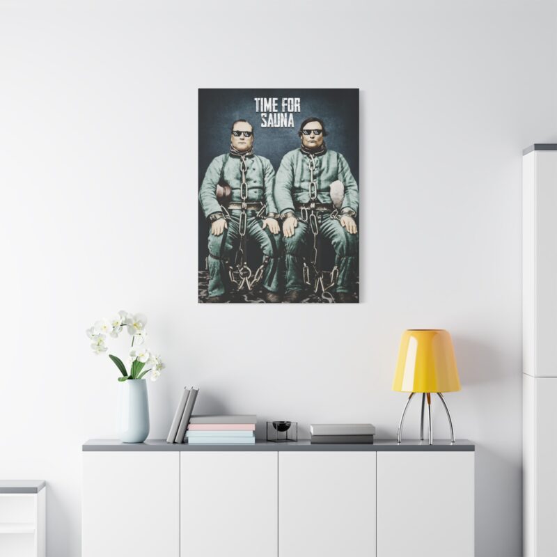 Canvasprint showing a tough-looking cartoon character — part bandit, part sauna lover
