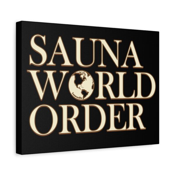 Canvasprint featuring bold block letters and steam effects, a nod to sauna domination