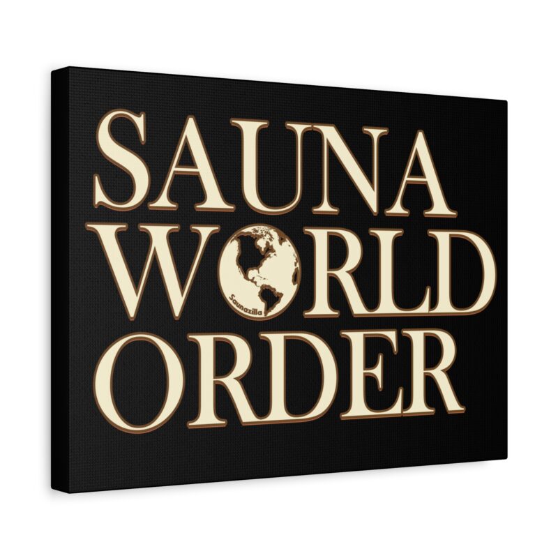 Canvasprint featuring bold block letters and steam effects, a nod to sauna domination
