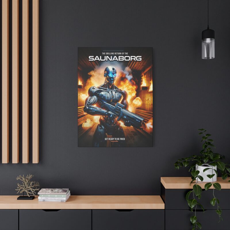 Funny wall art with a cybernetic sauna machine – “Saunaborg” merges steam and sci-fi