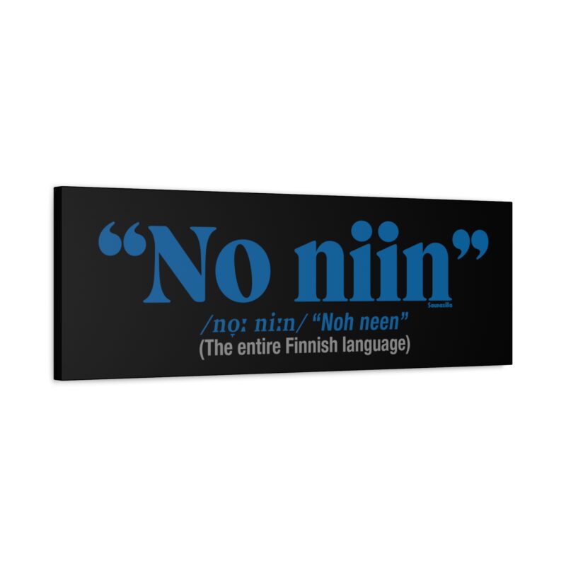 Humorous wall art with clean Scandinavian design and the phrase “The Entire Finnish Language”