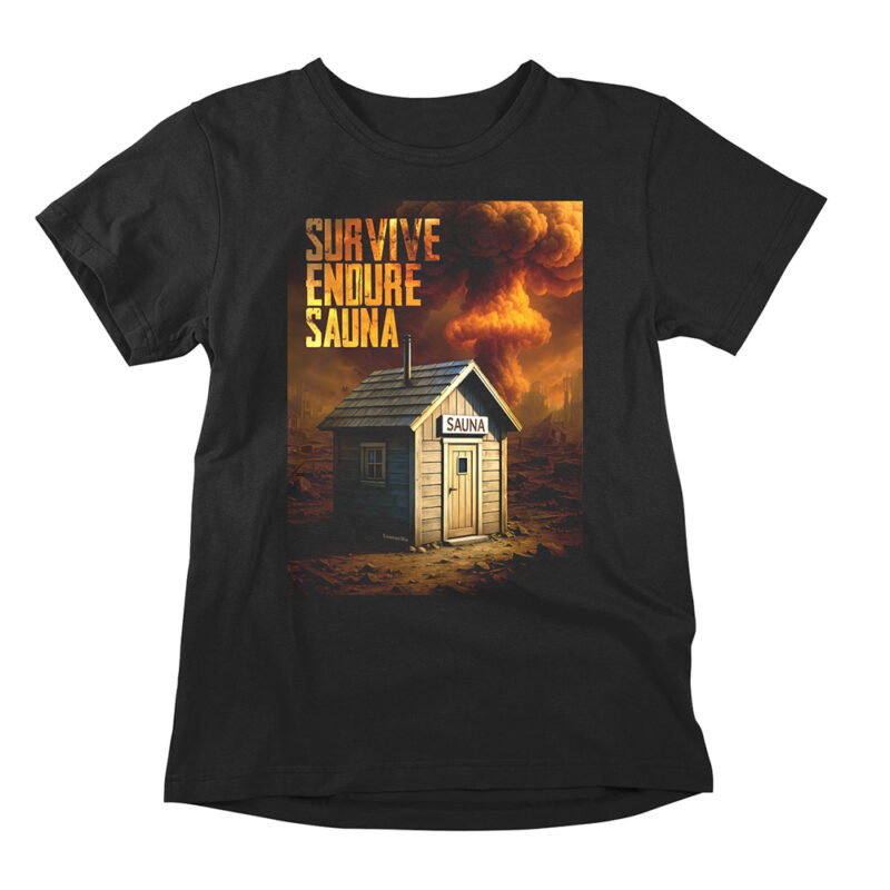 Apocalyptic sauna is a funny parody shirt about films and movies with an apocalyptic theme. This time, we turned it into a sauna lifestyle t-shirt for men and women.