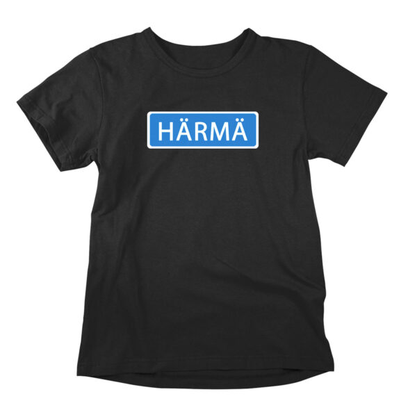 Härmä tienviitta hauska t-paita miehille ja naisille. Etelä-Pohjanmaalla Lapuanjoen keskijuoksun tuntumassa sijaitseva Kauhavan pohjoisosa (entiset Alahärmän ja Ylihärmän kunnat), sekä myös Härmä, Pohjanmaan radan rautatieasema Kauhavan Alahärmässä, myös postitoimipaikka.