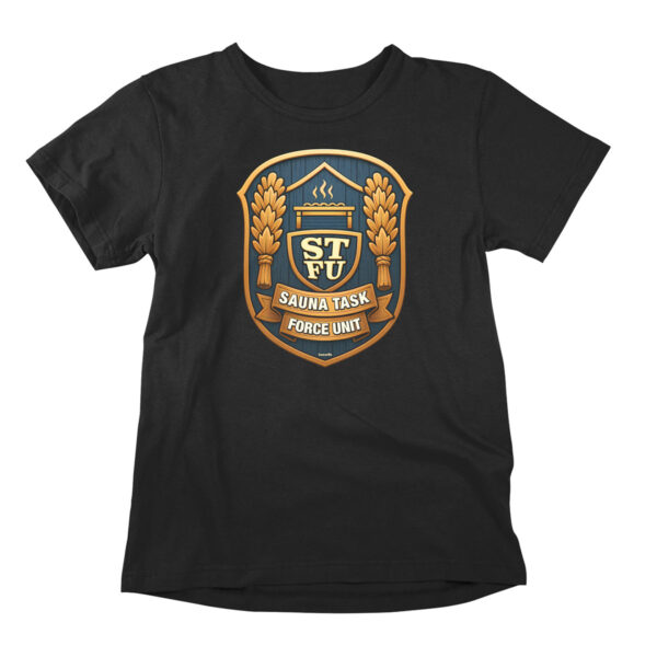 Sauna Task Force Unit is a unique Saunazilla design. It's a funny t-shirt portraying a fictional and fun special task force badge.