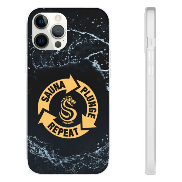Sauna Plunge Repeat is a funny phone cover for the most popular smart phone models. A durable Flexi case or a soft phone cover to protect your phone. Bring a touch of fun and humorous sauna lifestyle.