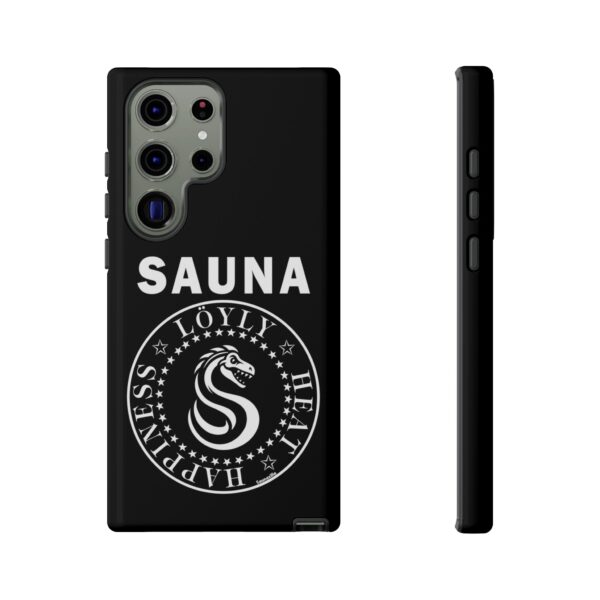Sauna Presidential Seal is a parody of the famous punk rock band logo Ramones, a funny sauna-theme tough phone case for Samsung and Google Pixel models. Humorous and high quality, it's a perfect phone case for a fun sauna lifestyle.