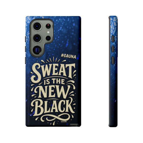Sweat Is The New Black is a funny sauna-theme tough phone case for Samsung and Google Pixel models. Humorous and high quality, it's a perfect phone case for a fun sauna lifestyle.