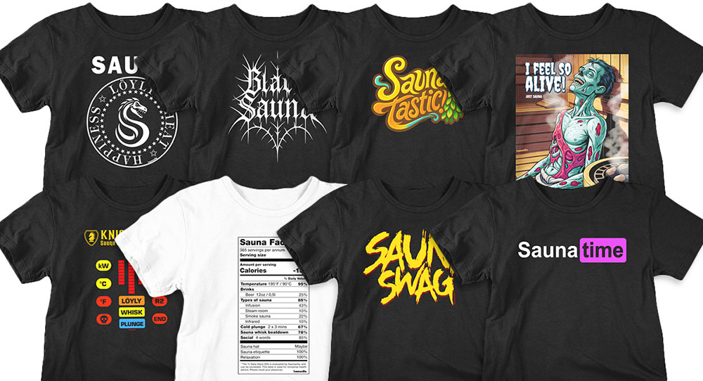 Funny and stylish sauna t-shirts with Finnish design and Nordic humor. Saunazilla is the premier brand in sauna tees. Our printed sauna-related graphic t shirts spark smiles and laughter all around!