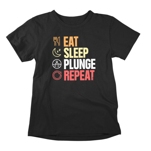 The Eat Sleep Plunge Repeat graphic shirt is the ultimate wardrobe essential for those who live for the thrill of the chill and the transformative power of cold therapy. This hilarious t-shirt perfectly captures the rhythmic discipline of the modern wellness warrior who understands that greatness is often found at sub-zero temperatures. As a standout piece of lifestyle apparel, this joke shirt speaks directly to the community of enthusiasts who embrace cold water immersion as a daily ritual for both physical recovery and mental clarity. It serves as a wearable badge of honor for anyone who has traded a warm morning shower for the invigorating bite of an ice bath or the natural rush of ice swimming in frozen lakes. Designed with a blend of humor and style, this funny tee fits seamlessly into the expanding spa culture that prioritizes biohacking and sensory stimulation. Whether you are a veteran of professional-grade cold plunge sessions or a newcomer exploring the benefits of cryogenic recovery, this graphic shirt communicates your dedication to the grind. The "Eat Sleep Plunge Repeat" mantra is more than just a catchy phrase; it represents a commitment to the "hard thing" that makes everything else in life feel manageable. These hilarious t-shirts are crafted for comfort, making them ideal for lounging after an intense workout or heading out to meet fellow recovery addicts who appreciate the nuance of a well-timed joke shirt. By incorporating this piece into your rotation of funny tees, you are celebrating the grit required to step into the tub when everyone else is staying under the covers. The bold lettering and clean design ensure that this graphic shirt remains a versatile staple of your lifestyle apparel collection, bridging the gap between high-performance cold therapy gear and casual everyday wear. From the icy docks of Northern Europe to the specialized tubs of modern wellness centers, this shirt resonates with the global movement of cold water immersion fans. It is the perfect gift for the friend who is always talking about their latest ice bath breakthrough or the athlete who swears by ice swimming to keep their edge. Embrace the cold, showcase your passion for the plunge, and let the world know that your routine is defined by the invigorating cycle of freezing and repeating.