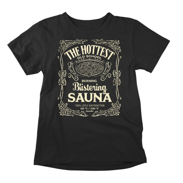 The hottest old school burning sauna tee offers 100% löyly satisfaction in the form of a hilarious parody t-shirt. This pop-culture reference offers a humorous take on a traditional drink label. This is an original design. Funny graphic t shirt for friends of sauna culture.