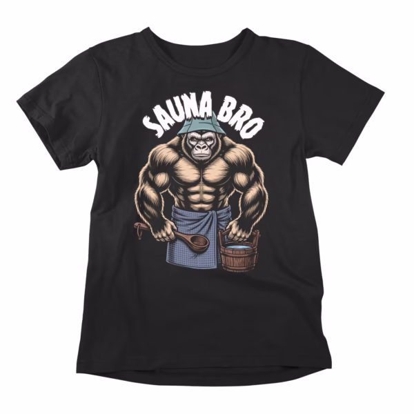 No distractions. No small talk. No early exits. Just the heat, the ladle, the bucket, and the kind of focused, primal intensity that makes other sauna users quietly move to a lower bench. This sauna tee is gorilla mode in wearable form. Enter accordingly. For the sauna bro who shows up and means it.