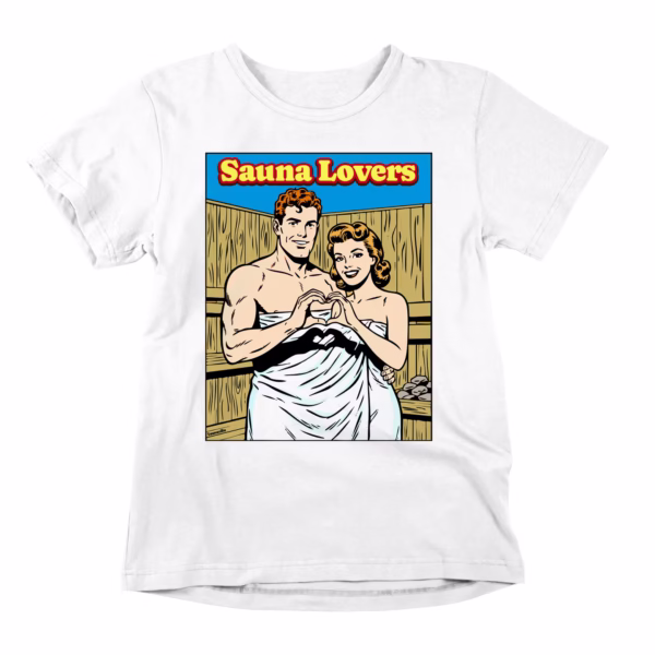 Candlelight? Nice. But this love story starts at 90°C. He spotted her through the steam—barely. When the löyly cleared, there she was: towel-draped, glowing, ladle in hand like a bouquet. Instantly romantic. Sauna Lovers celebrates the truth: real connection isn’t about candlelit dinners or beach walks. It’s about sitting in shared heat, enjoying the quiet, and growing together—pore by pore. Real romance doesn’t sparkle. It sweats. This retro comic tee freezes that perfect moment. Two people. One sauna. Zero heat complaints. Made for couples who use “Want to sauna?” as a love language, daters whose idea of romance involves a thermometer and a water bucket, and the designated löyly master. Step in. Step out. Come back. That’s how real heat works.