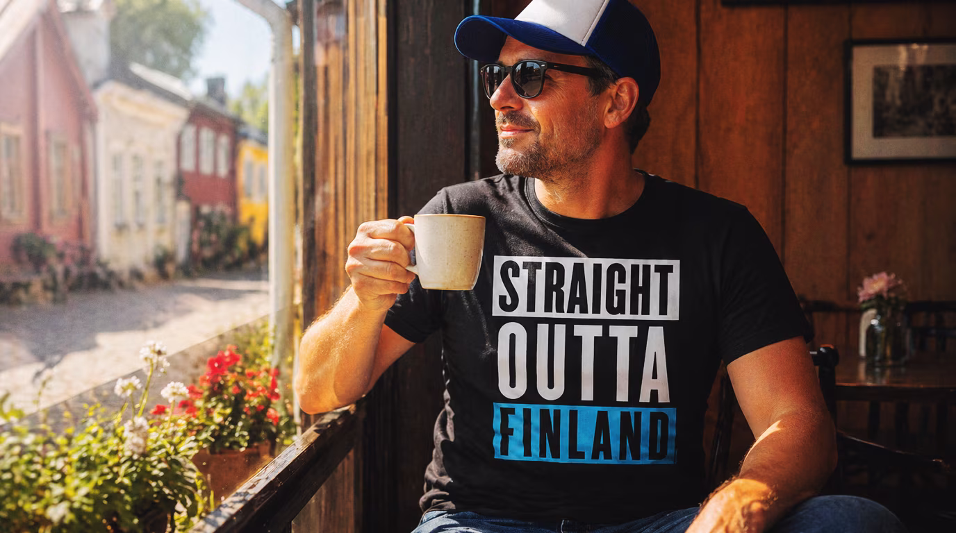 Straight Outta Finland is a Finland shirt riffing off the iconic Straight Outta Compton theme. Finland's tourism is on the rise and we wanted to offer a fun Finland tee for all fans of Finnish culture.